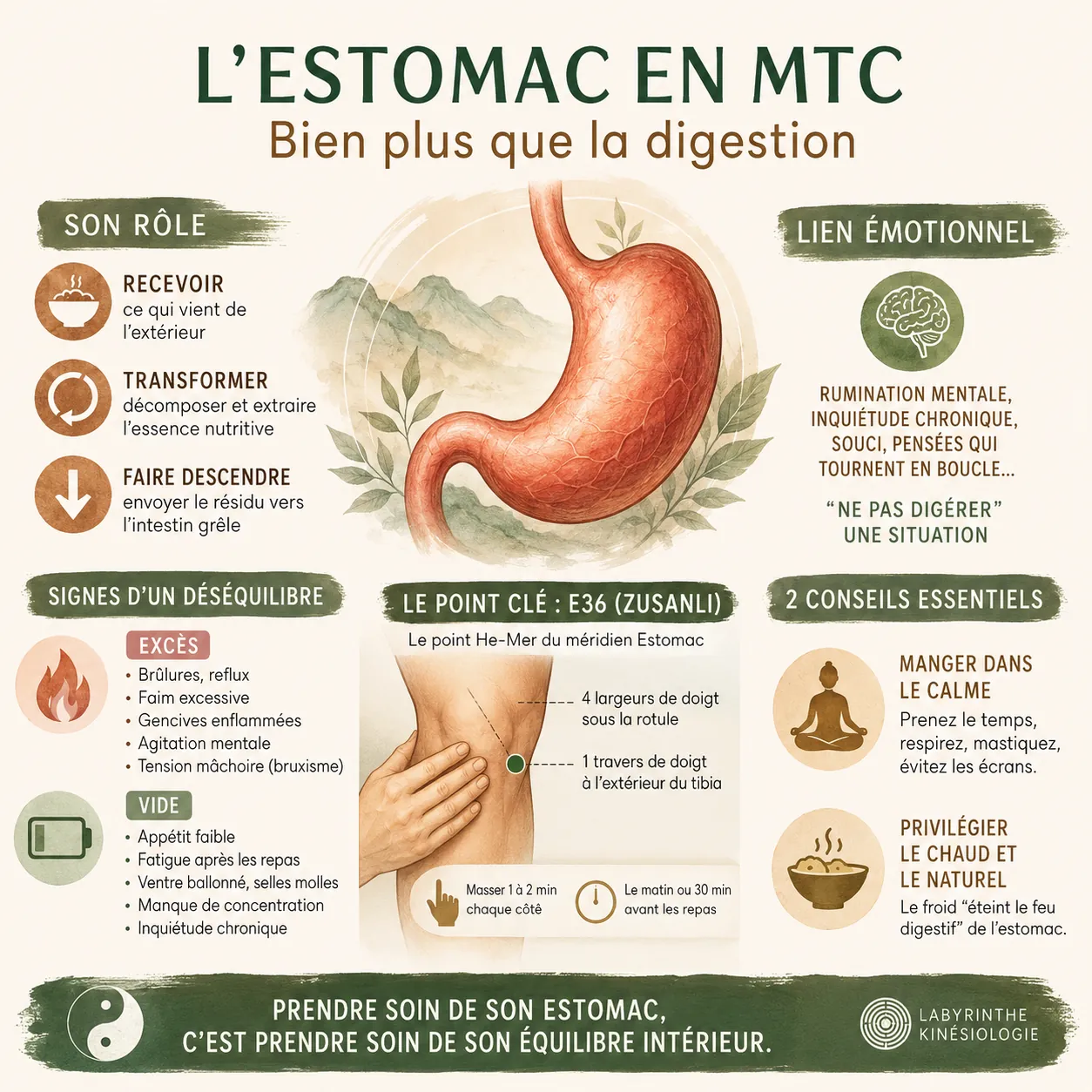 l'estomac en MTC avec labyrinthe-kinesiologie et Guy-arnaud Pénet